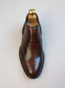 Men's dark brown handcrafted leather Chelsea boots by Royal Moccs.