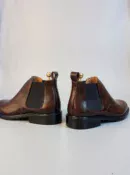 Men's dark brown handcrafted leather Chelsea boots by Royal Moccs.