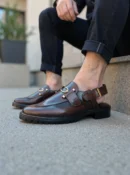 Stylish leather shoes for men with durable lug sole, available online in Pakistan.