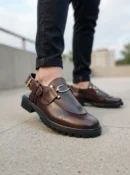Stylish leather shoes for men with durable lug sole, available online in Pakistan.