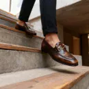 A pair of premium brown leather loafers with a supportive medicated sole for lasting comfort.
