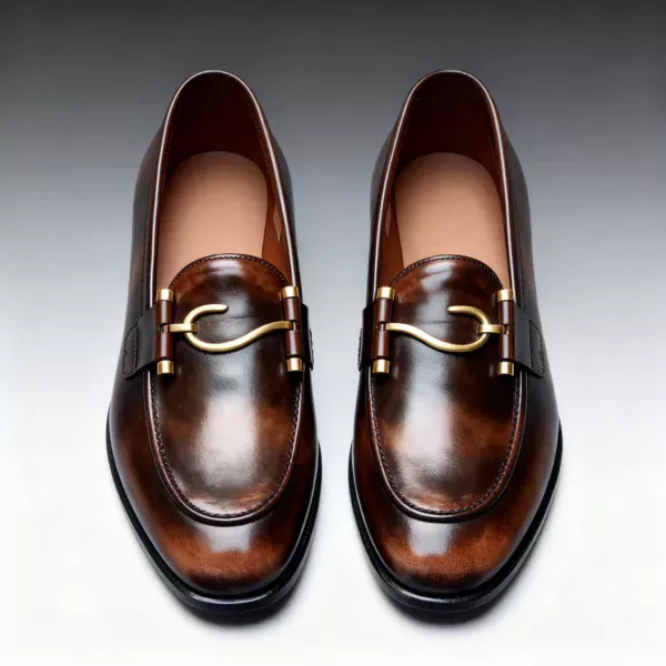 A pair of premium brown leather loafers with a supportive medicated sole for lasting comfort.