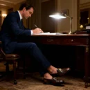 Men's dark brown handcrafted leather loafers with royal crest by Royal Moccs.