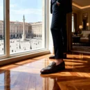 Men's dark brown handcrafted leather loafers with royal crest by Royal Moccs.