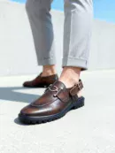 Stylish leather shoes for men with durable lug sole, available online in Pakistan.